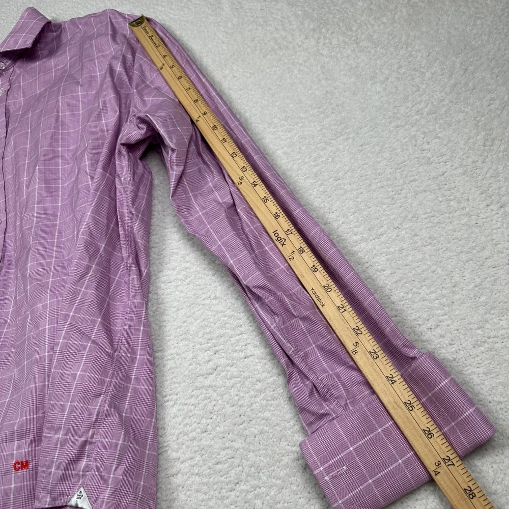 Liberty Shirt Co Thomas Mason Bespoke Purple Plaid Dress Shirt‎ Men's Size 3XL